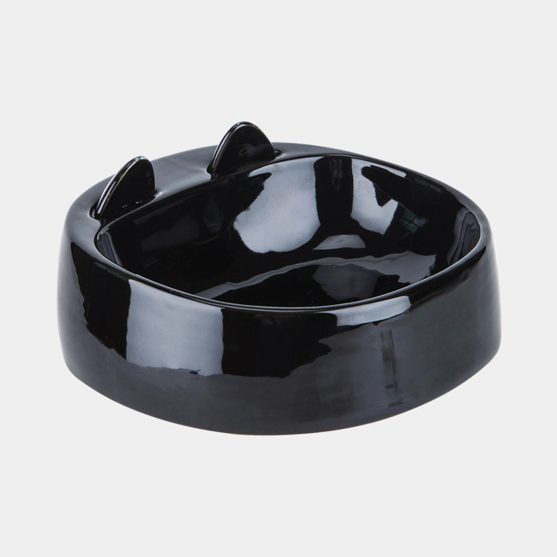 HKM-247315 Ceramic Drinking Water Rice Bowl for Pets with Spoon - Automatic Feeding Cat Bowl