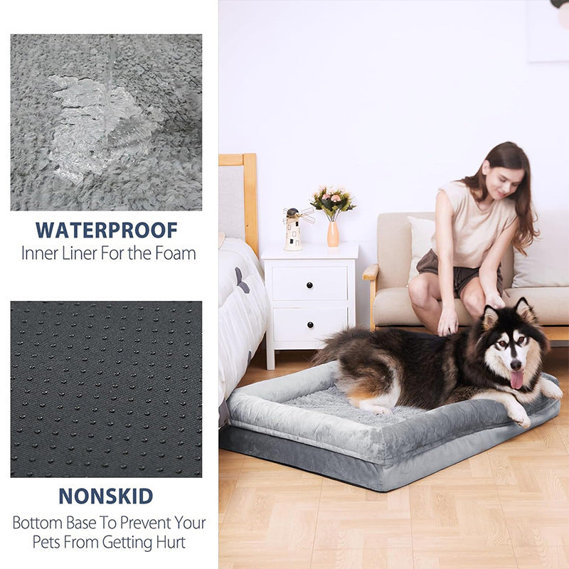 HKM-247443 Large Dog Pet Bed with Thickening Cushion - Light Gray or Dark Gray Options