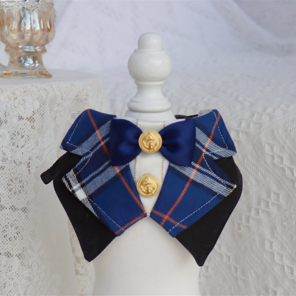 HKM-247443 Pet Cat Dog Bow Tie Bib - Stylish Red, Blue, Pink Patterns, Adjustable Sizes S & M