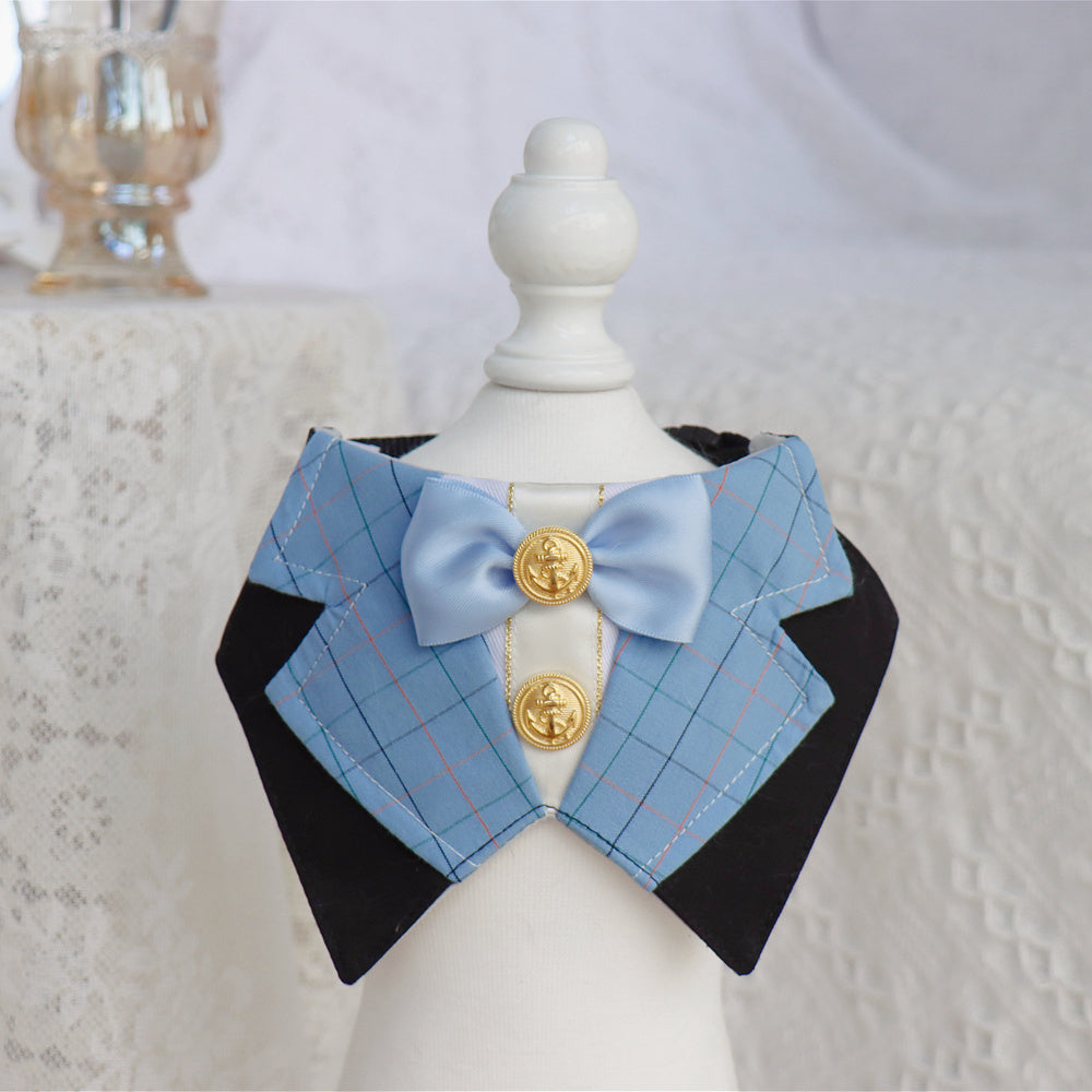HKM-247443 Pet Cat Dog Bow Tie Bib - Stylish Red, Blue, Pink Patterns, Adjustable Sizes S & M