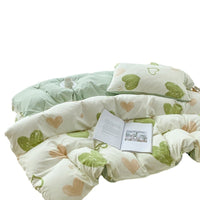 HKM-247443 Soft Pastoral Double-Layer Yarn Bedding Set - Plant and Flower Design, Multiple Sizes Available
