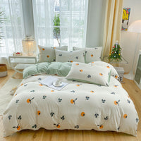 HKM-247443 Soft Pastoral Double-Layer Yarn Bedding Set - Plant and Flower Design, Multiple Sizes Available