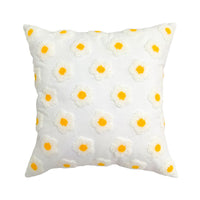 HKM-247571 Embroidered Cotton and Hemp Sofa Cushion Cover with Tassels - Floral Design
