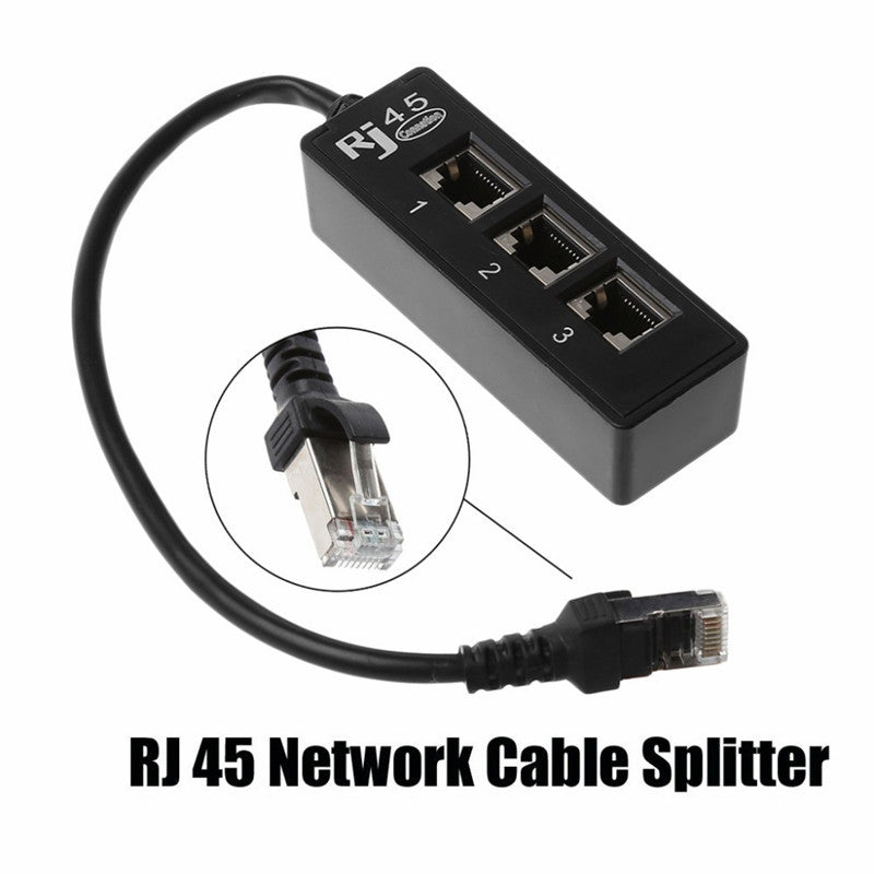 HKM-247635 1 to 3 Socket RJ45 Ethernet Network Splitter with Gold-Plated Needle Core and Thicken PCB Board