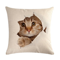 HKM-247827 Cute Cat Hug Pillowcase – Soft Linen Fabric, 45cm x 45cm, No Pillow Core Included