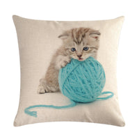 HKM-247827 Cute Cat Hug Pillowcase – Soft Linen Fabric, 45cm x 45cm, No Pillow Core Included