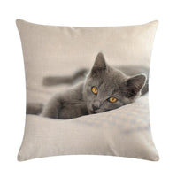 HKM-247827 Cute Cat Hug Pillowcase – Soft Linen Fabric, 45cm x 45cm, No Pillow Core Included