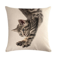 HKM-247827 Cute Cat Hug Pillowcase – Soft Linen Fabric, 45cm x 45cm, No Pillow Core Included