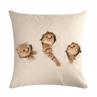 HKM-247827 Cute Cat Hug Pillowcase – Soft Linen Fabric, 45cm x 45cm, No Pillow Core Included