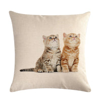 HKM-247827 Cute Cat Hug Pillowcase – Soft Linen Fabric, 45cm x 45cm, No Pillow Core Included