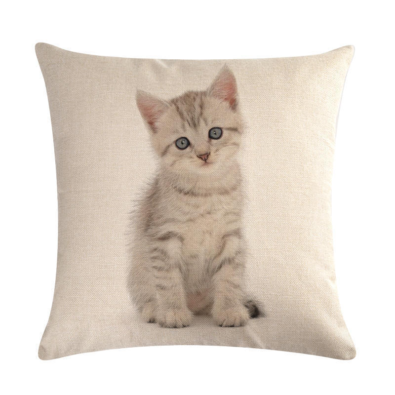 HKM-247827 Cute Cat Hug Pillowcase – Soft Linen Fabric, 45cm x 45cm, No Pillow Core Included