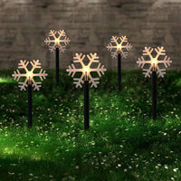 HKM-247891 Solar-Powered Snowflake Garden Lights - Waterproof Outdoor Christmas Decor for Lawn and Yard
