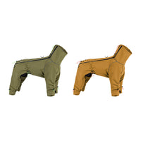 HKM-247955 Windproof Turtleneck Jacket for Large Dogs – Warm Outdoor Shell in Turmeric and Army Green, Sizes XL to 5XL