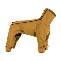 HKM-247955 Windproof Turtleneck Jacket for Large Dogs – Warm Outdoor Shell in Turmeric and Army Green, Sizes XL to 5XL