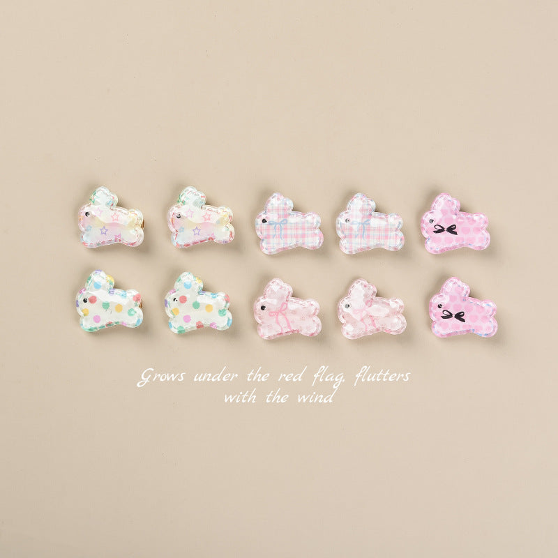 HKM-248211 Cute Rabbit Duckbill Hair Clips - Set of 5 Styles in Light Yellow, Pink, and Beige Designs