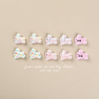 HKM-248211 Cute Rabbit Duckbill Hair Clips - Set of 5 Styles in Light Yellow, Pink, and Beige Designs