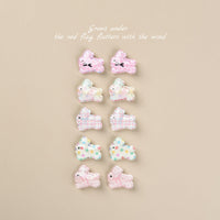 HKM-248211 Cute Rabbit Duckbill Hair Clips - Set of 5 Styles in Light Yellow, Pink, and Beige Designs