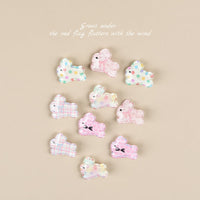 HKM-248211 Cute Rabbit Duckbill Hair Clips - Set of 5 Styles in Light Yellow, Pink, and Beige Designs