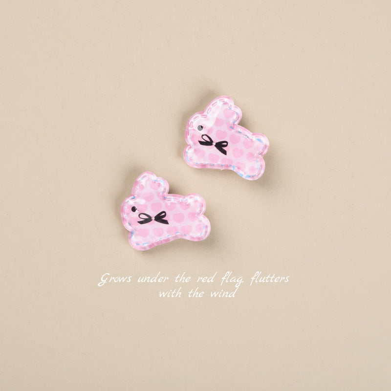 HKM-248211 Cute Rabbit Duckbill Hair Clips - Set of 5 Styles in Light Yellow, Pink, and Beige Designs