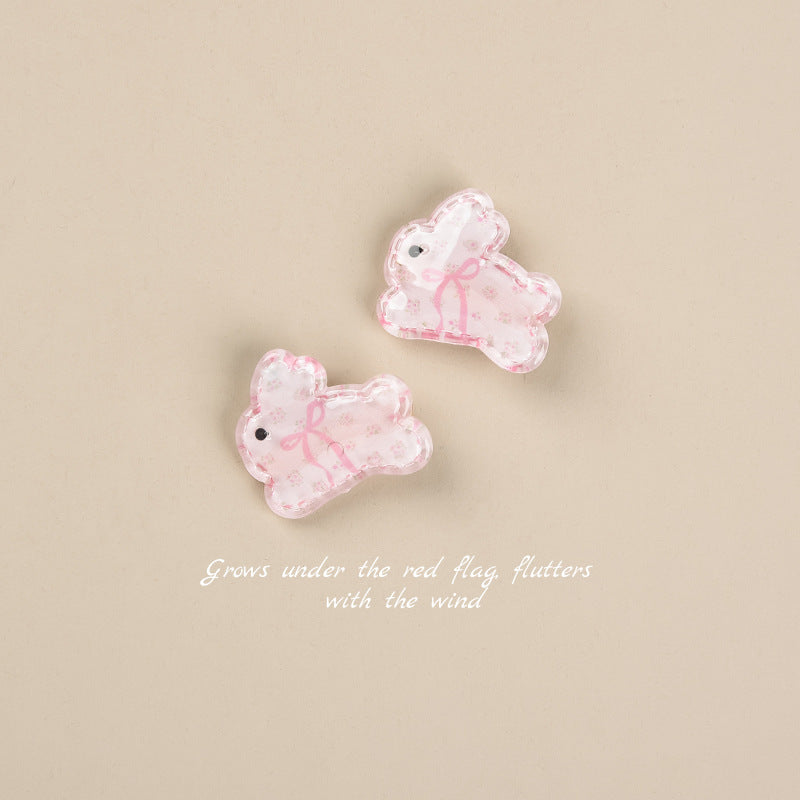 HKM-248211 Cute Rabbit Duckbill Hair Clips - Set of 5 Styles in Light Yellow, Pink, and Beige Designs