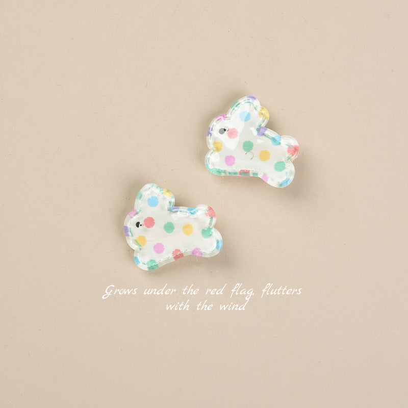 HKM-248211 Cute Rabbit Duckbill Hair Clips - Set of 5 Styles in Light Yellow, Pink, and Beige Designs