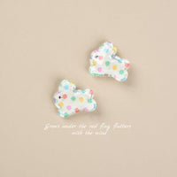 HKM-248211 Cute Rabbit Duckbill Hair Clips - Set of 5 Styles in Light Yellow, Pink, and Beige Designs