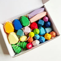 HKM-248275 Wooden Rainbow Stacking Stones – Montessori Balance Building Blocks for Kids