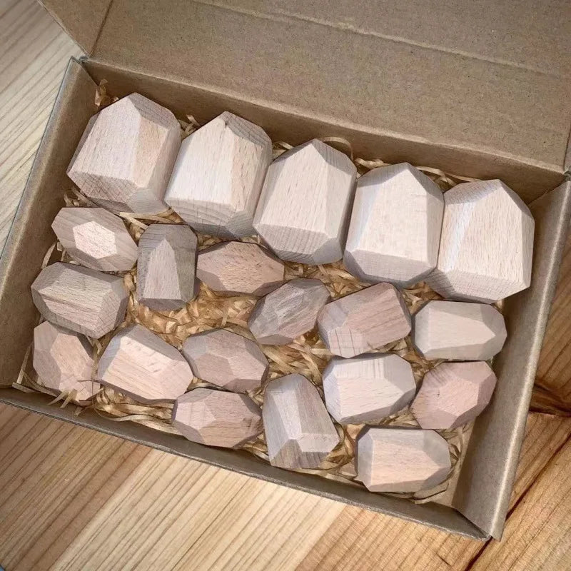 KTX-248275 Wooden Rainbow Stacking Stones – Montessori Balance Building Blocks for Kids