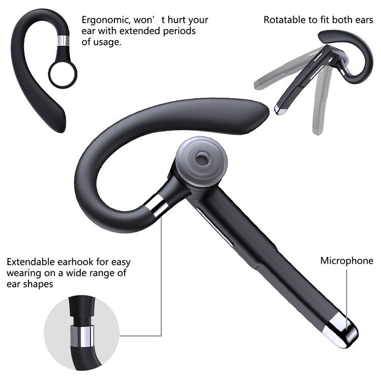 HKM-248339 Portable Bluetooth Headset with Microphone - Ultralight Design, Long Standby Time, Compatible with Most Devices