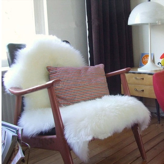 HKM-248339 Zealand Merino Wool Sheepskin Carpet Floor Mat - Solid Color, Various Sizes