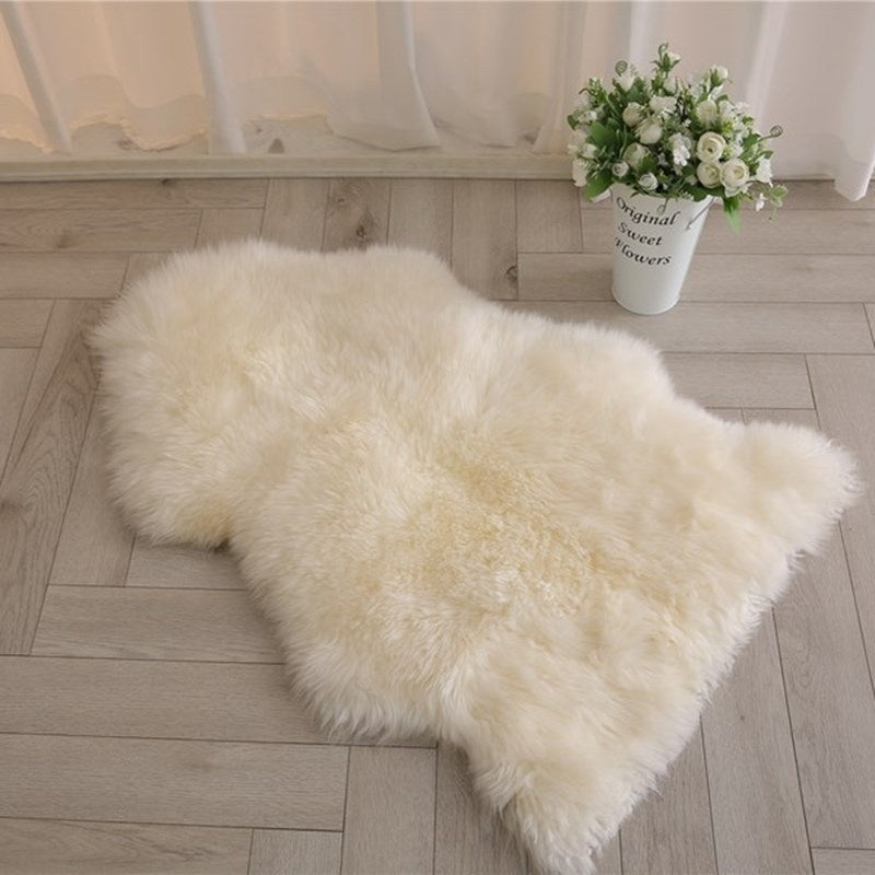 HKM-248339 Zealand Merino Wool Sheepskin Carpet Floor Mat - Solid Color, Various Sizes
