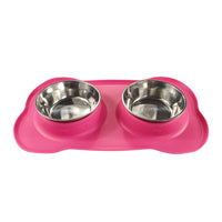 HKM-248467 Silicone Double Dog Bowl with Stainless Steel Insert - Large and Small Sizes Available