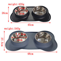 HKM-248467 Silicone Double Dog Bowl with Stainless Steel Insert - Large and Small Sizes Available