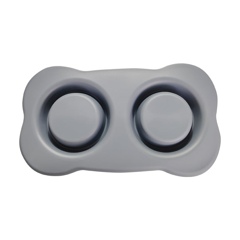 HKM-248467 Silicone Double Dog Bowl with Stainless Steel Insert - Large and Small Sizes Available