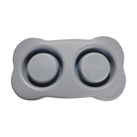 HKM-248467 Silicone Double Dog Bowl with Stainless Steel Insert - Large and Small Sizes Available