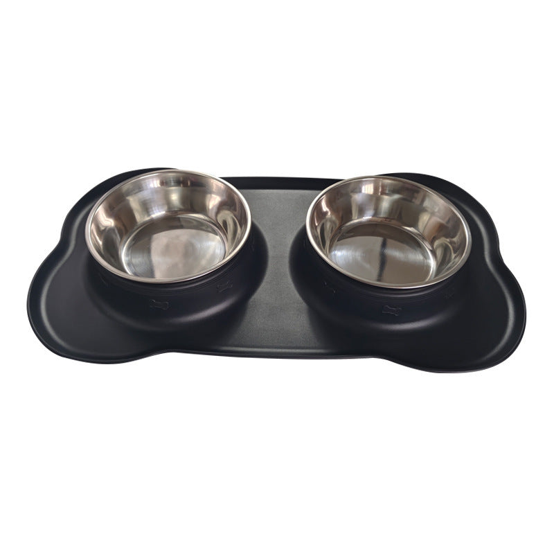 HKM-248467 Silicone Double Dog Bowl with Stainless Steel Insert - Large and Small Sizes Available