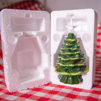 HKM-248723 Ceramic Lantern Christmas Tree Decoration - Handmade 18.8cm White & Yellow Star Design