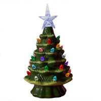 HKM-248723 Ceramic Lantern Christmas Tree Decoration - Handmade 18.8cm White & Yellow Star Design