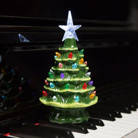 HKM-248723 Ceramic Lantern Christmas Tree Decoration - Handmade 18.8cm White & Yellow Star Design