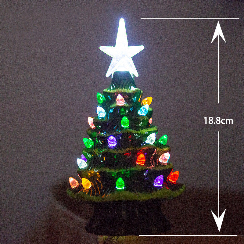 HKM-248723 Ceramic Lantern Christmas Tree Decoration - Handmade 18.8cm White & Yellow Star Design