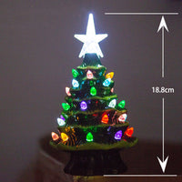 HKM-248723 Ceramic Lantern Christmas Tree Decoration - Handmade 18.8cm White & Yellow Star Design
