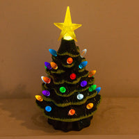 HKM-248723 Ceramic Lantern Christmas Tree Decoration - Handmade 18.8cm White & Yellow Star Design