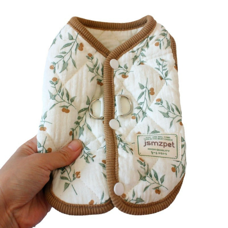 HKM-248851 Cozy Cotton Yarn Pet Coat for Cats - Warm Autumn and Winter Waistcoat in Various Sizes