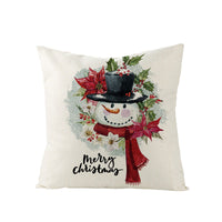 HKM-248979 Christmas Cartoon Santa Claus Pillowcase - Single-Sided Digital Printing Linen, 44cm x 44cm