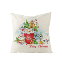 HKM-248979 Christmas Cartoon Santa Claus Pillowcase - Single-Sided Digital Printing Linen, 44cm x 44cm