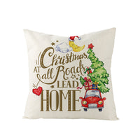 HKM-248979 Christmas Cartoon Santa Claus Pillowcase - Single-Sided Digital Printing Linen, 44cm x 44cm