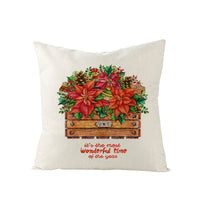 HKM-248979 Christmas Cartoon Santa Claus Pillowcase - Single-Sided Digital Printing Linen, 44cm x 44cm