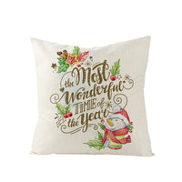 HKM-248979 Christmas Cartoon Santa Claus Pillowcase - Single-Sided Digital Printing Linen, 44cm x 44cm
