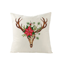 HKM-248979 Christmas Cartoon Santa Claus Pillowcase - Single-Sided Digital Printing Linen, 44cm x 44cm