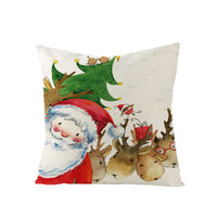 HKM-248979 Christmas Cartoon Santa Claus Pillowcase - Single-Sided Digital Printing Linen, 44cm x 44cm
